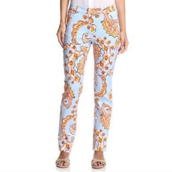 J. McLaughlin Mid-rise Slim Fit Dixie Pants in Seaside Paisley Print Size 8 - Picture 1 of 9